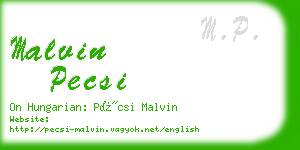 malvin pecsi business card